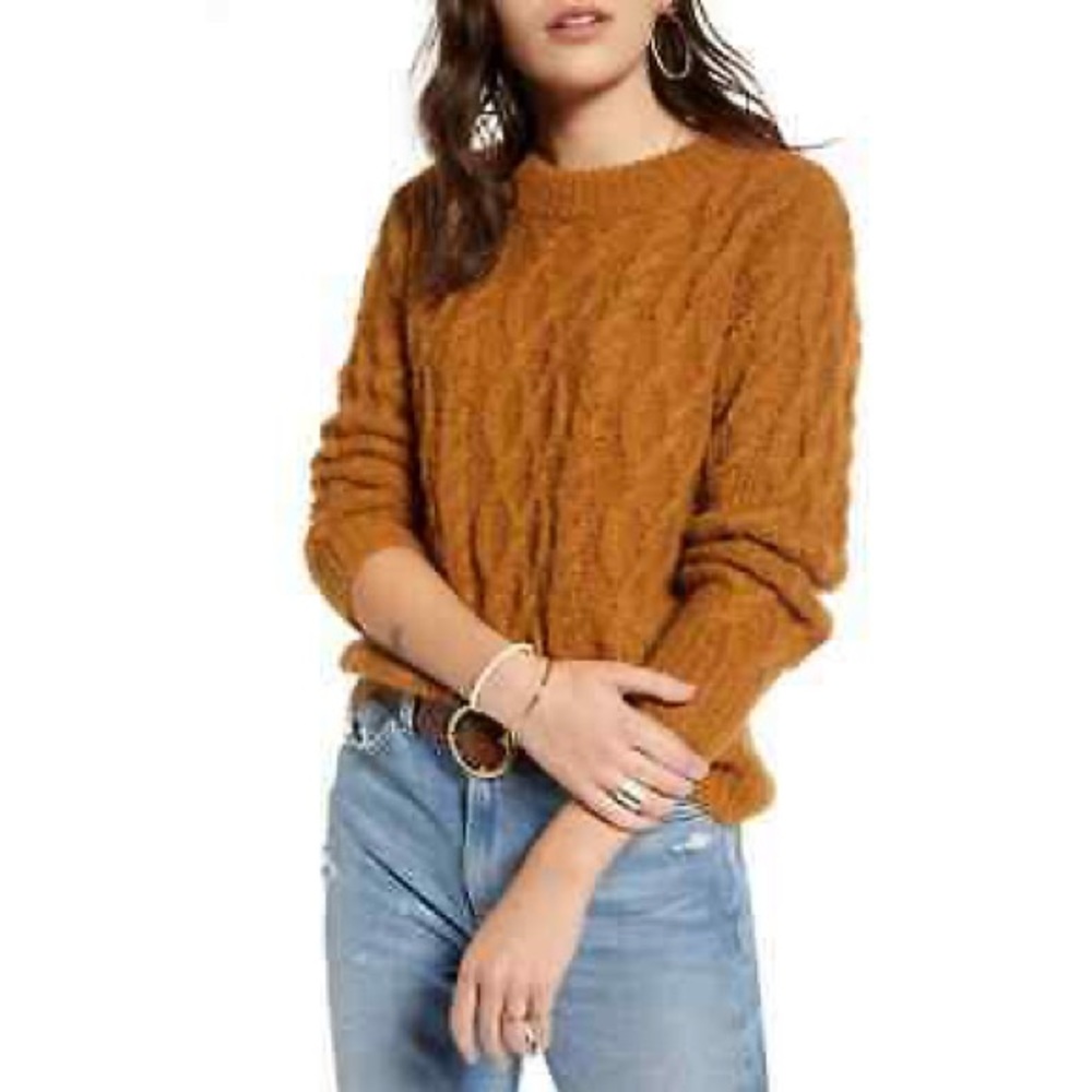 Treasure & Bond Crew Neck Cable Knit Sweater NEW